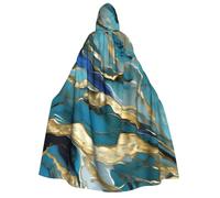 Evengigy Azurite - Capa con capucha para adultos, color verde azulado y dorado con estampado de mármol aceitado, capa grande con capucha para cosplay, uniforme para mujeres y hombres