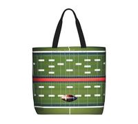 Evengigy Bolsa de mano con estampado de campo y pelota de fútbol americano y bolsillo interior con cremallera para mujeres, bolsa de compras reutilizable para viajes