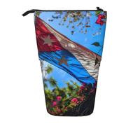 Evengigy Bonito estuche con estampado de bandera de Puerto Rico con cremallera y soporte ajustable para lápices, divertida bolsa de maquillaje, Black, Talla única, Organizador de bolsas