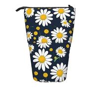 Evengigy Bonito estuche con estampado de margaritas florales con soporte ajustable con cremallera, bolsa de maquillaje divertida