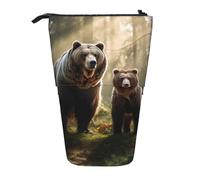 Evengigy Bonito estuche con estampado de oso y ciervo con cremallera, soporte ajustable, bolsa de maquillaje divertida, Black, Talla única, Organizador de bolsas