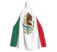Evengigy Capa con capucha para adultos con estampado de bandera de México, capa grande con capucha para cosplay, uniforme para mujeres y hombres