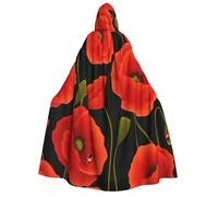 Evengigy Capa con capucha para adultos, con estampado de flores de amapola, capa grande con capucha para cosplay, uniforme para mujeres y hombres