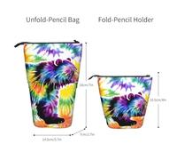 Evengigy Estuche para lápices con diseño de oso bailando con diseño de teñido anudado con cremallera, soporte ajustable para lápices, divertida bolsa de maquillaje