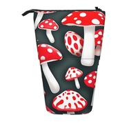 Evengigy Estuche para lápices con estampado de setas rojas y blancas con cremallera ajustable, soporte para lápices, divertida bolsa de maquillaje, Black, Talla única, Organizador de bolsas