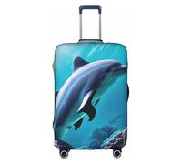 Evengigy Funda para equipaje con estampado de delfines del mundo submarino, funda para maleta, protector de viaje, para equipaje de 18 a 32 pulgadas, White, L