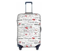 Evengigy Funda protectora para equipaje con texto en inglés "I Love You Words with Hearts", para equipaje de 45,7 a 81,3 cm, White, S