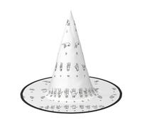 Evengigy Sombrero de bruja con estampado de alfabeto de lenguaje de señas, sombrero de bruja, plegable, decoración personalizada, 1 pieza