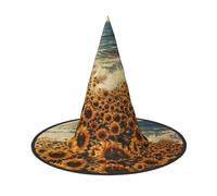 Evengigy Sombrero de Halloween con estampado de girasoles y mares, sombrero de bruja, plegable, decoración personalizada, 1 pieza