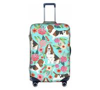 Evengigy Sweet Basset Hound - Funda para equipaje con estampado floral para maleta, protector de viaje, para equipaje de 45,7 a 81,3 cm, White, S