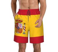 Evengigy Traje de baño para hombre, pantalones cortos de playa para hombre, secado rápido, estampado de bandera española, divertidos trajes de baño, blanco, L