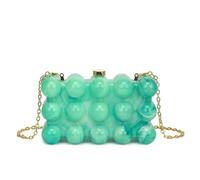 Evening Bags For Wedding Party Dress Sweet Memory Wave Pearl Egg Shell Acrylic Diagonal Cross Dinner Bag(Green)