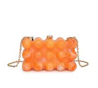 Evening Bags For Wedding Party Dress Sweet Memory Wave Pearl Egg Shell Acrylic Diagonal Cross Dinner Bag(Orange)