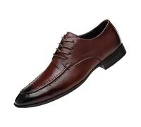 Evening Dress Oxford Shoes for Men Luxury Leather Lace-up Round Toe Non Slip Anti-Slip Casual Prom and Wedding Shoes(Brown,37 EU)
