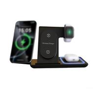 Evenoonest Cargador inalámbrico plegable 3 en 1 para Samsung Galaxy | Para S24 para reloj S23 para Buds, soporte de carga rápida con luz LED para teléfono 17, 16, 15, 14, para Airpods Pro