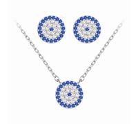 Evensee Nazar Boncuk Mal Ojo Set Pendientes y Collar 925 Plata Ojo Azul, Evil Eye Amuleto Turco Joya Regalo Mujer