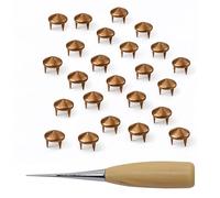 Event Decor Shop 400 pernos de punta de cono bajo de bronce, remaches de cabeza de clavo de 8 mm y 9 mm con herramienta de punzón de mano, tachuelas de metal decorativas para tapicería, collares de