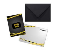 EventBoxx 12 invitaciones de Escape Room con o sin bolsas de fiesta | Escape Game Party Tarjetas de invitación de cumpleaños infantiles para niñas y niños | Comienza la aventura de cumpleaños