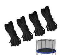 Eventerde 4 cuerdas elásticas de 4,6 m para red de trampolín, cuerdas de nailon largas de seguridad, cuerdas tensoras para redes de vallas, negro, resistente a desgarros, para camping