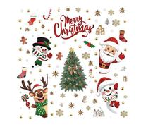 Eventerde Adhesivos navideños para ventanas | Pegatinas autoadhesivas con reno, Papá Noel, muñeco de nieve, árbol de nieve, decoración - 6 hojas de pegamento y despegable para casa o escuela