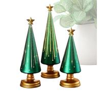 Eventerde Árbol De Navidad De Mesa - 3 Piezas Escultura de Navidad,Figurina De Árbol con Estrella De Resina Artificial - para Decoraciones De Navideñas Hogar Interior Habitación Repisa