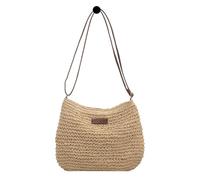 Eventerde Bolsa de paja para mujer Monederos de paja natural con correa 27x24 cm bolso trenzado Boho Bolsos de moda de paja de verano para niñas, vacaciones, trabajo, salir, citas, caqui, Ver