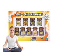 Eventerde Botellas de es curativos,Botellas de diferentes piedras preciosas,Botella de deseos de, botella de piedras preciosas curativas - Juego de piedras caídas Chip Natural decoración del hogar