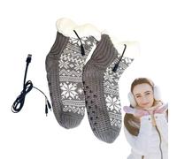 Eventerde - Calcetines calefactores USB con diseño de copo para esquí y deportes de invierno | Calefacción de pies portátil para mujer | para senderismo, esquí, pesca, ciclismo, caminata, camping por