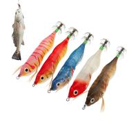 Eventerde Cebo de Camarones de Madera Artificial, Juego de cebos de camarón - Simulación de señuelos de cercanía de Agua Rectos con Gancho Pulpo | 5X cebos de naufragio Lento, Kits de de