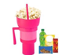 Eventerde Combinado de Vaso para Snacks y Bebidas - 2 en 1 con Asa y Pajita para Jugos | Vaso Reutilizable Portátil para Restaurante Cine Hogar Viajes Niños