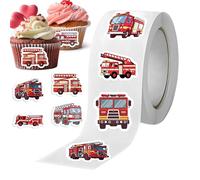 Eventerde Pegatinas de bombero, pegatinas de bombero | Autoadhesivo 500x Rollant de camión de bomberos impermeable,Decoraciones de fiesta de cumpleaños, bolsas de regalo sobre pegatinas
