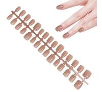 Eventerde Uñas cortas de presión, impresión acrílica en uñas cortas, uñas postizas de rubor brillante, 30 piezas de uñas postizas brillantes exquisitas cortas, simples, múltiples tamaños, uñas