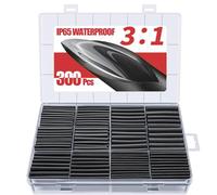 Eventronic 300 Pièces Kit de Gaine Thermorétractable Etanche Noire - 3:1 Tube Thermoretractable à Double paroi - Revêtement adhésif Gaine Thermo, Gaine Retractable