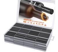 Eventronic 400 Pièces Kit de Gaine Thermorétractable Etanche Noire - 3:1 Tube Thermoretractable à double paroi - Revêtement adhésif Gaine Thermo, Gaine retractable