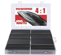 Eventronic 90mm Kit de Gaine Thermorétractable Etanche 4:1 Tube Thermoretractable à Double paroi - Revêtement adhésif - Gaine Thermo - Noire-100Pièces