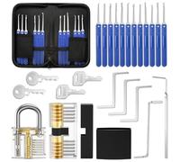 Eventronic Juego de Ganzuas 17 Piezas, [2023 Regalo para Principiantes] Herramientas Cerrajero con 2 Cerraduras Transparentes para Prácticas, Lock Picking Kit Guía para Principiantes y Cerrajeros