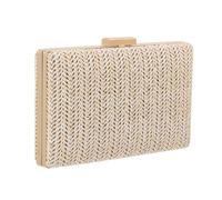 EVEOUT - Bolsa de pajita para mujer, diseño de clutches con cadena de verano, bolso de mano, rafia trenzada, para boda, playa, vacaciones, beige, Bohemio