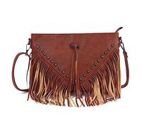 EVEOUT Bolso Bandolera con borlas para Mujer Moda Cuero sintético Bolsos de Hombro con Flecos con Remache