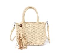 EVEOUT Bolso Bandolera de Paja para Mujer Niña Bolso Cesta de ratán Verano Clutch de Paja Playa Bolsa de Hombro Tejido para Vacaciones Viaje
