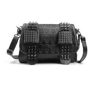 EVEOUT Bolso Bandolera Estampado de Calaveras Punk Para Mujer Bolso de Hombro de Calavera Gótica de Cuero con Cadena/Cartera Larga para Mujer Modelo