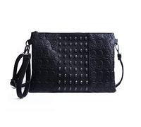 EVEOUT Bolso Bandolera Estampado de Calaveras Punk para Mujer Bolso de Hombro de Calavera Gótica de Cuero con Cadena/Cartera Larga para Mujer Modelo