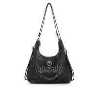 EVEOUT Bolso bandolera estilo punk para mujer con estampado gótico de calavera de piel sintética con correa ajustable para uso diario