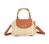 EVEOUT Bolso Bandolera Paja Tejido con Asa Mujer Boho Chic Bolso Cesta de Mano de Ratán Sintético para Verano Playa uso Diario Fiesta