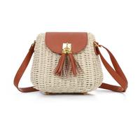 EVEOUT Bolso Bandolera Paja Tejido Mujer Boho Chic Pequeño Bolso Cesta de Ratán Sintético Trenzado para Verano Playa uso Diario
