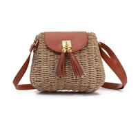 EVEOUT Bolso Bandolera Paja Tejido Mujer Boho Chic Pequeño Bolso Cesta de Ratán Sintético Trenzado para Verano Playa uso Diario