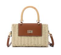 EVEOUT Bolso Bandolera Ratán Mimbre para Mujer Verano Boho Chic Bolsos Cesta de Paja Tejido con Cadena para Playa Vacaciones Fiesta