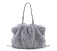 EVEOUT Bolso de Hombro de Peluche para Mujer,Elegante Bolso Shopper Falso Peluche Suave con Bandolera Ajustable para Outfits de Otoño e Invierno