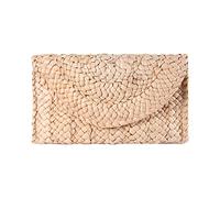 EVEOUT Bolso de Paja Tejido para Mujer Cartera Clutches Vintage Bolsa de Vacaciones en la Playa Beige