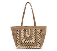 EVEOUT Bolso Tote Rafia para Mujer Verano Bohemio Ligero Grande Shopper Tejido Bolsos de Hombro Paja para Playa Vacaciones Viaje Diario
