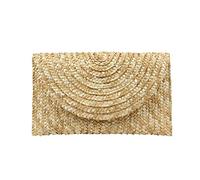 EVEOUT Carteras de mano clutches de paja tejida para Mujer Monedero de verano Bolsa de vacaciones en la playa Beige
